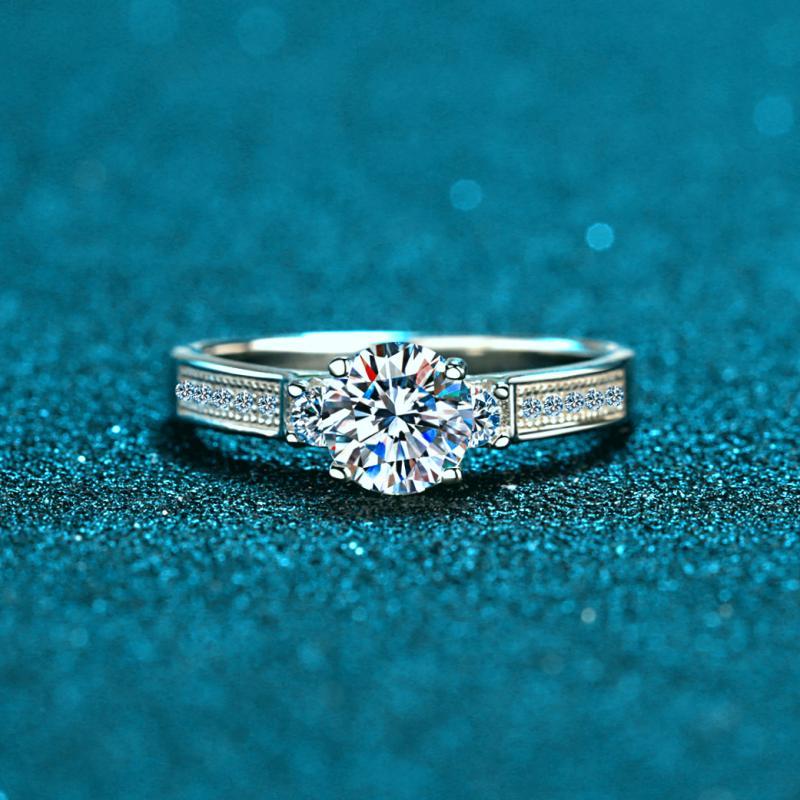 Nhẫn nữ bạc X-132 925, 0,8 Carat Moissanite (Bao gồm chứng chỉ)
