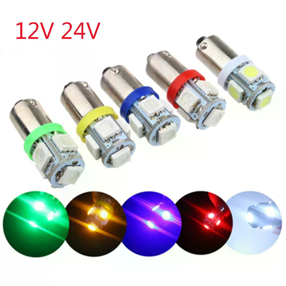 10 Chiếc DC 12V 24V BA9S W6W 5050 5 SMD Bóng Đèn LED Nêm LED Ô Tô Xe Tải Báo Bên Ngoài Đỗ Xe Đọc Bút