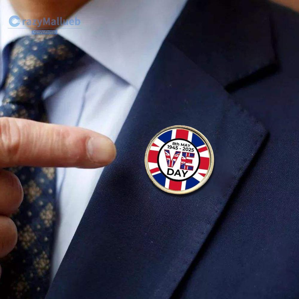 VE Day Kỷ niệm 80 năm Huy hiệu pin VE Day Huy hiệu VE Day 1945-2025 Huy hiệu pin ve áo [CrazyMallueb