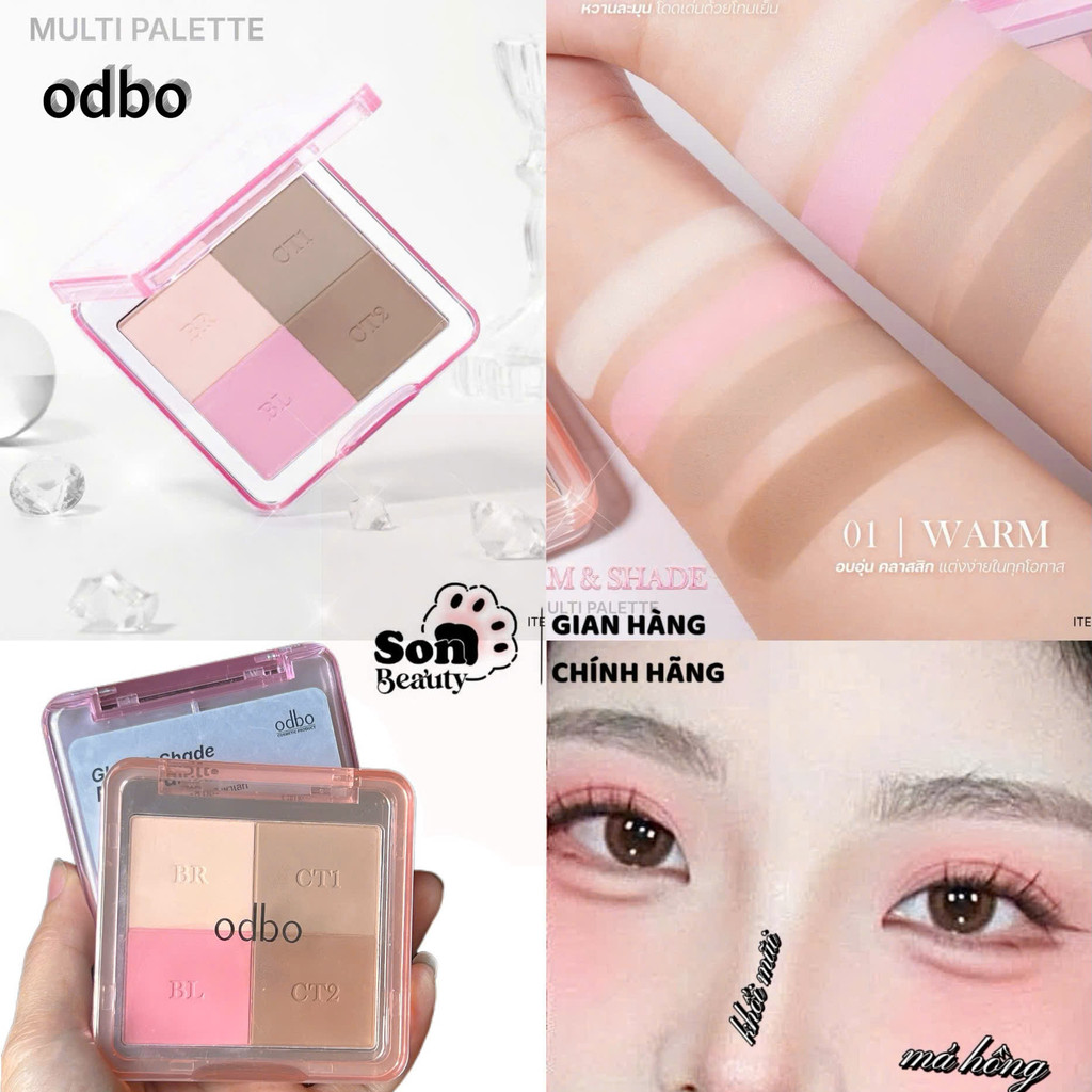 [Ảnh thật] [Ảnh thật] ODBO  Bảng phấn khối và má hồng 2in1 ODBO tạo khối mũi mặ má hồng tiện gọn tiế