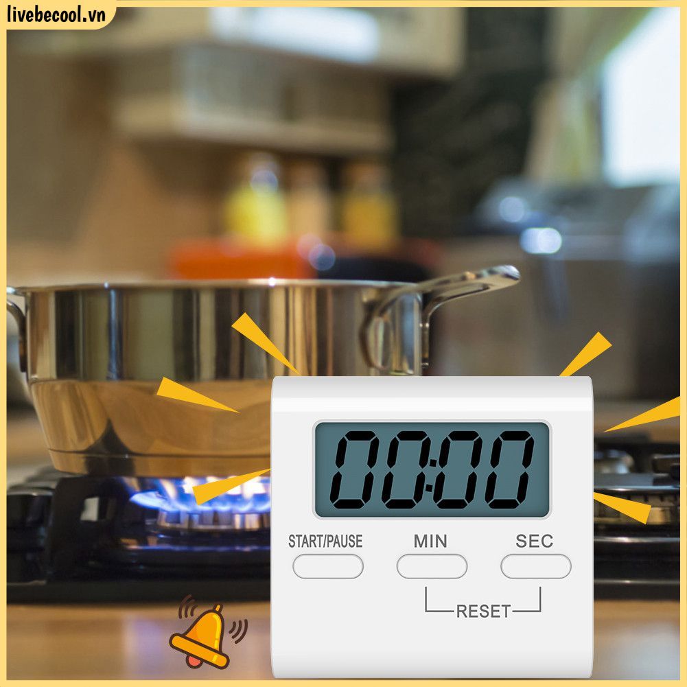 Đồng hồ bấm giờ kỹ thuật số LCD màu trắng, đồng hồ bấm giờ nhà bếp, đồng hồ bấm giờ nấu ăn, đồng hồ 