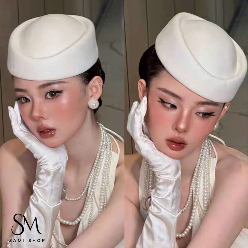 Mũ beret chất dạ cao cấp - Nón công nương nỉ trơn form cứng sang trọng cổ điển thu đông 2025 Samisho