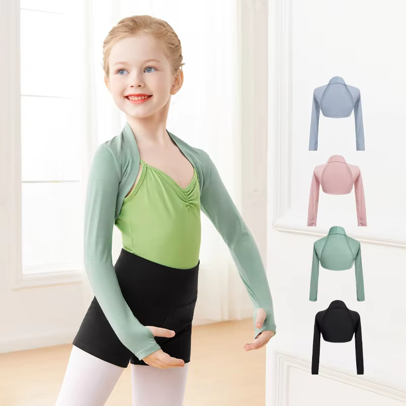 Bé Gái Trẻ Em Ballet Shrug Dài Tay Khiêu Vũ Áo Mở Mặt Trước Thể Thao Bolero Cardigan Cho Leotards, T