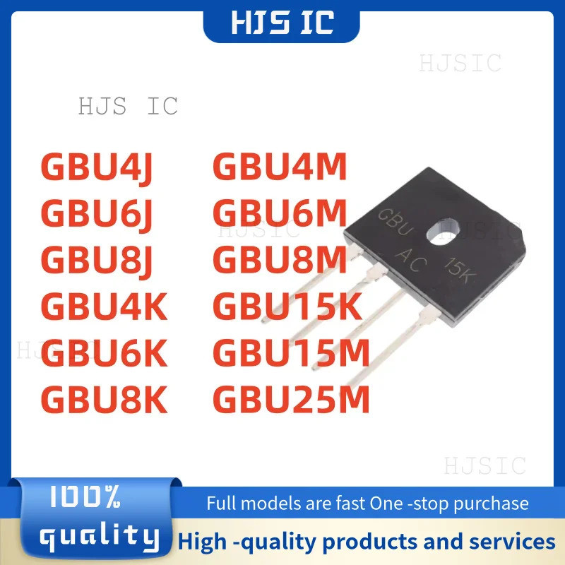 5 CÁI GBU4J GBU6J GBU8J GBU4K GBU6K GBU8K GBU4M GBU6M GBU8M GBU15K GBU15M GBU25M Cầu chỉnh lưu Còn h