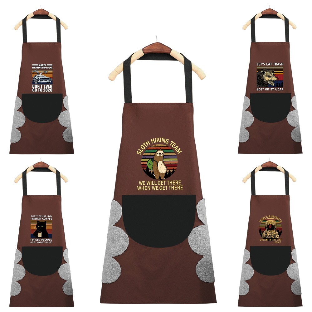 Kitchen Home Cooking Apron Oil-Proof &Waterproof Adult Fashion Coffee Apron Kitchen Accessories Prin