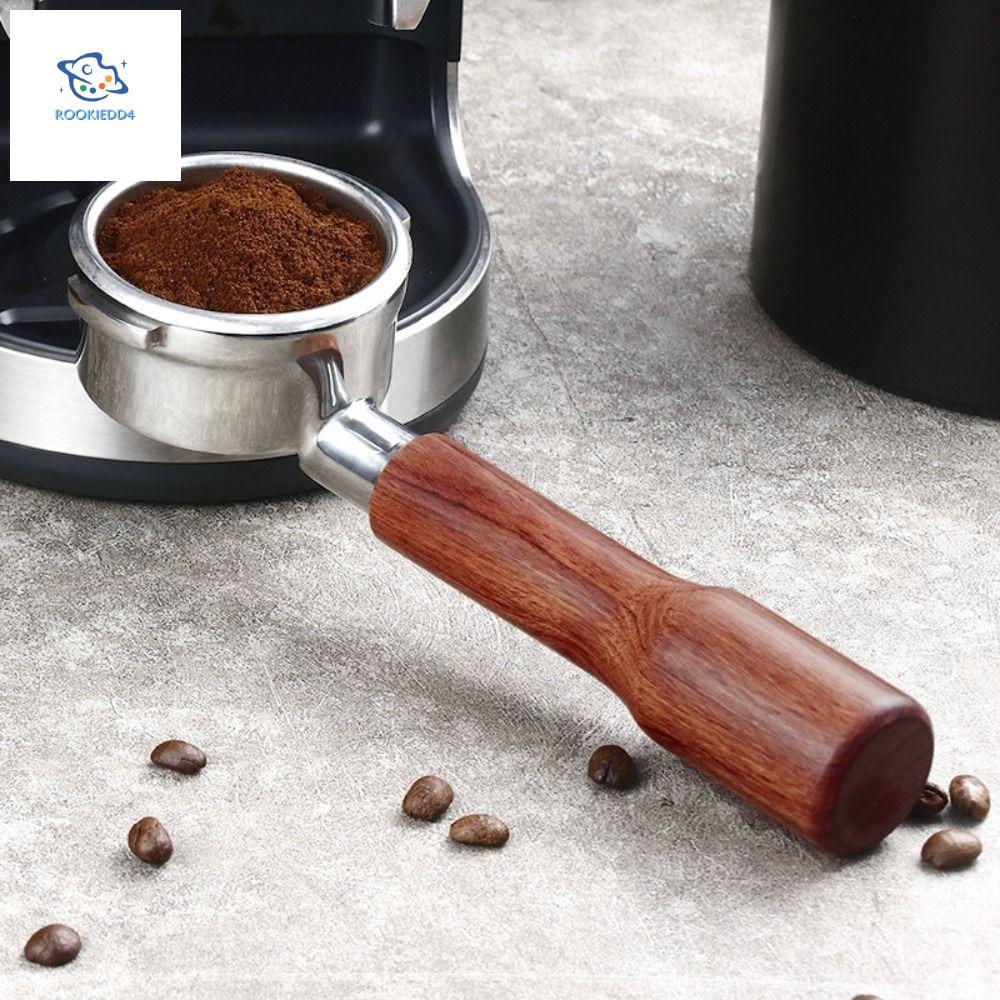 ROOKIEDD4 Portafilter cà phê không đáy, Tay cầm lọc Espresso 3 tai 51mm, Tay cầm bằng gỗ đa năng cầm