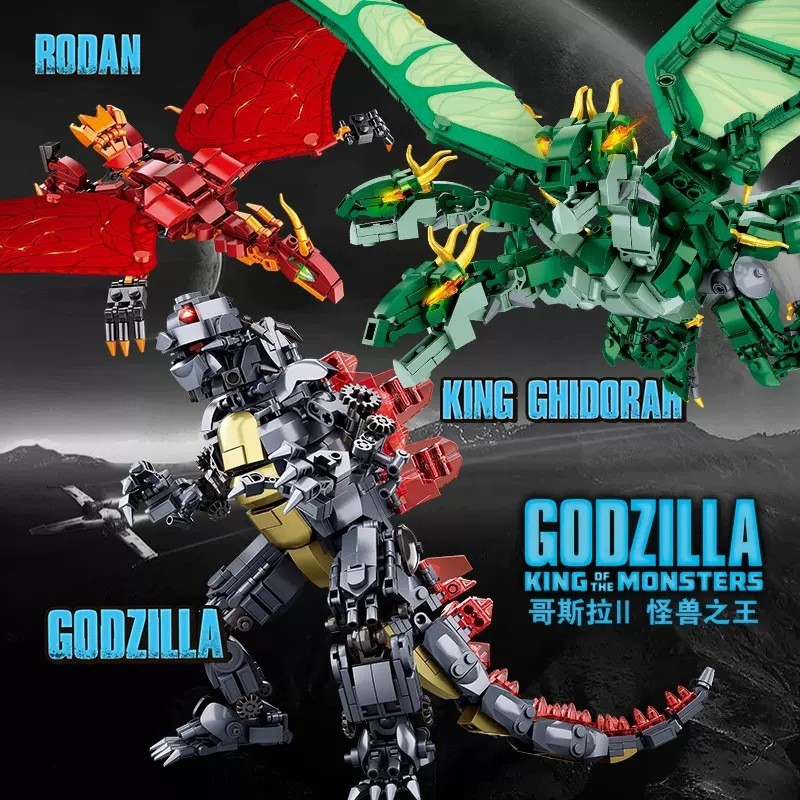 Little Luban Khối Xây Dựng Tương Thích Lego Trẻ Em Hội Giáo Dục Godzilla Bé Trai Lắp Ráp Quái Vật Xế