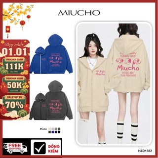  Áo hoodie zip local brand HZD1582 Miucho vải nỉ chân cua dày dặn mủ rộng in mix 