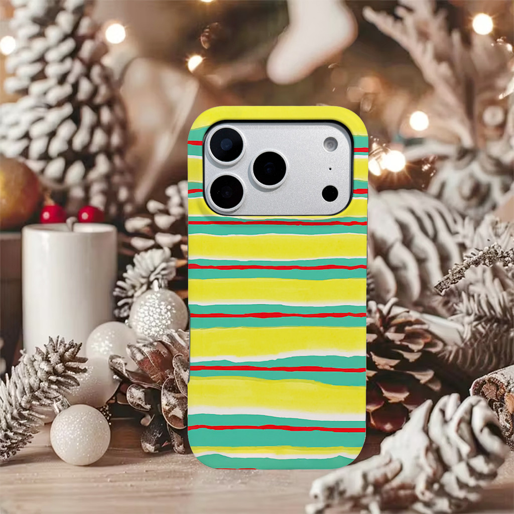 Họa tiết sọc màu cổ điển 2 trong 1 nối trên và dưới mờ cho iPhone17 Pro Max iPhone16 Pro Max iPhone1