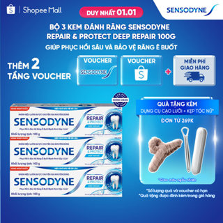  Bộ 3 Kem đánh răng SENSODYNE Repair & Protect Deep Repair 100g giúp phục hồi sâu và bảo vệ răng ê buốt 