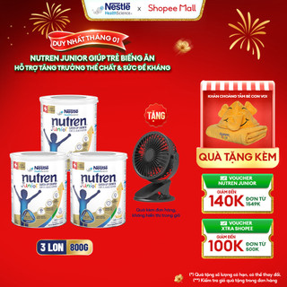   Tặng Quạt  Bộ 3 Sữa Bột NESTLÉ NUTREN JUNIOR Thụy Sĩ Với Công Thức BIG Hỗ Trợ Tăng Trưởng Cho Bé 800G 