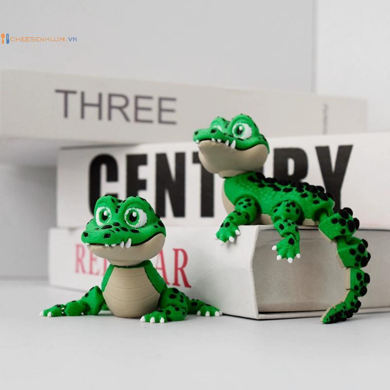 Cs Thực Tế Nhỏ Cá Sấu Đồ Chơi Tượng 3D In Đồ Chơi Khớp Di Động Cá Sấu Sở Thú Động Vật Nhỏ Để Bàn Tra
