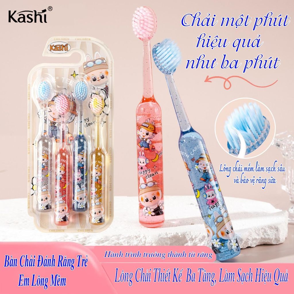 Bàn Chải Đánh Răng Trẻ Em Họa Tiết Labubu Ngộ Nghĩnh, Lông Chải Mềm Mại Thích…