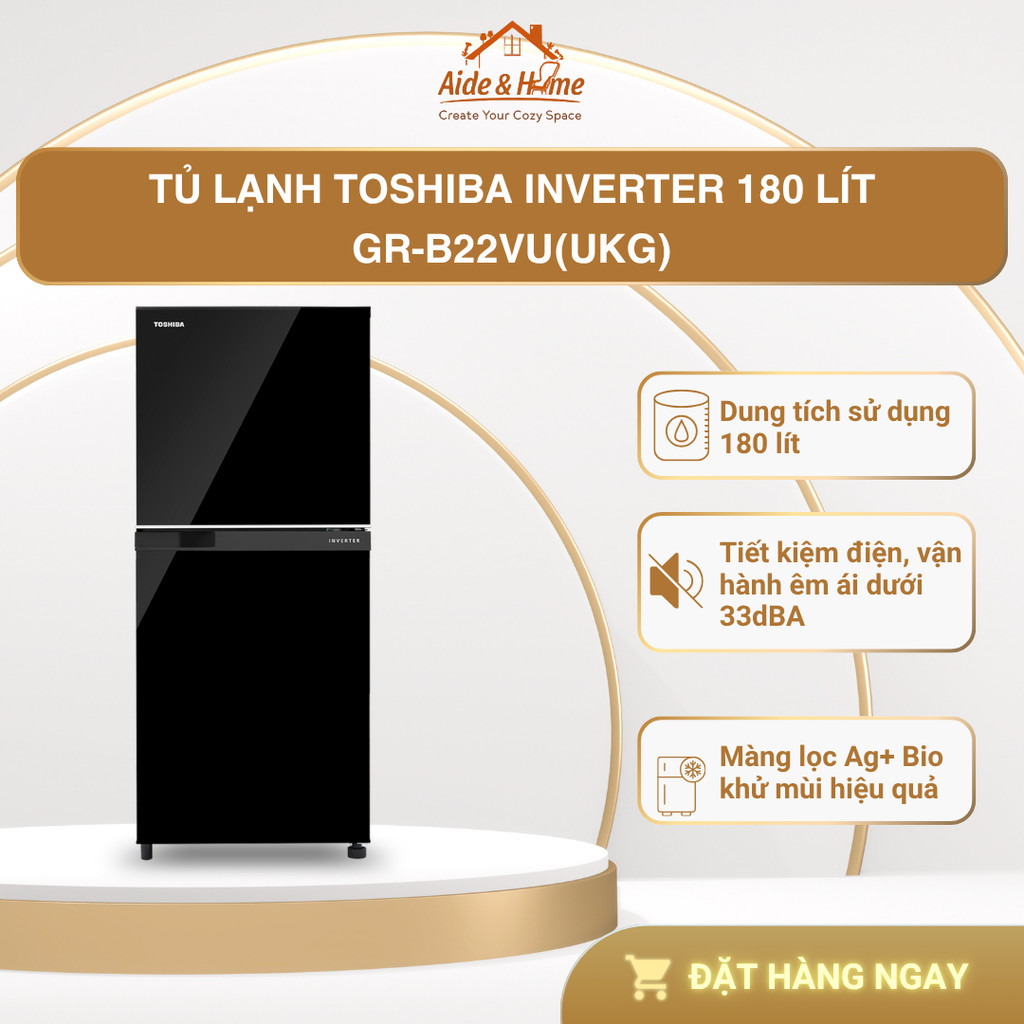 Tủ lạnh Toshiba Inverter 180 lít GR-B22VU(UKG) - Hàng chính hãng