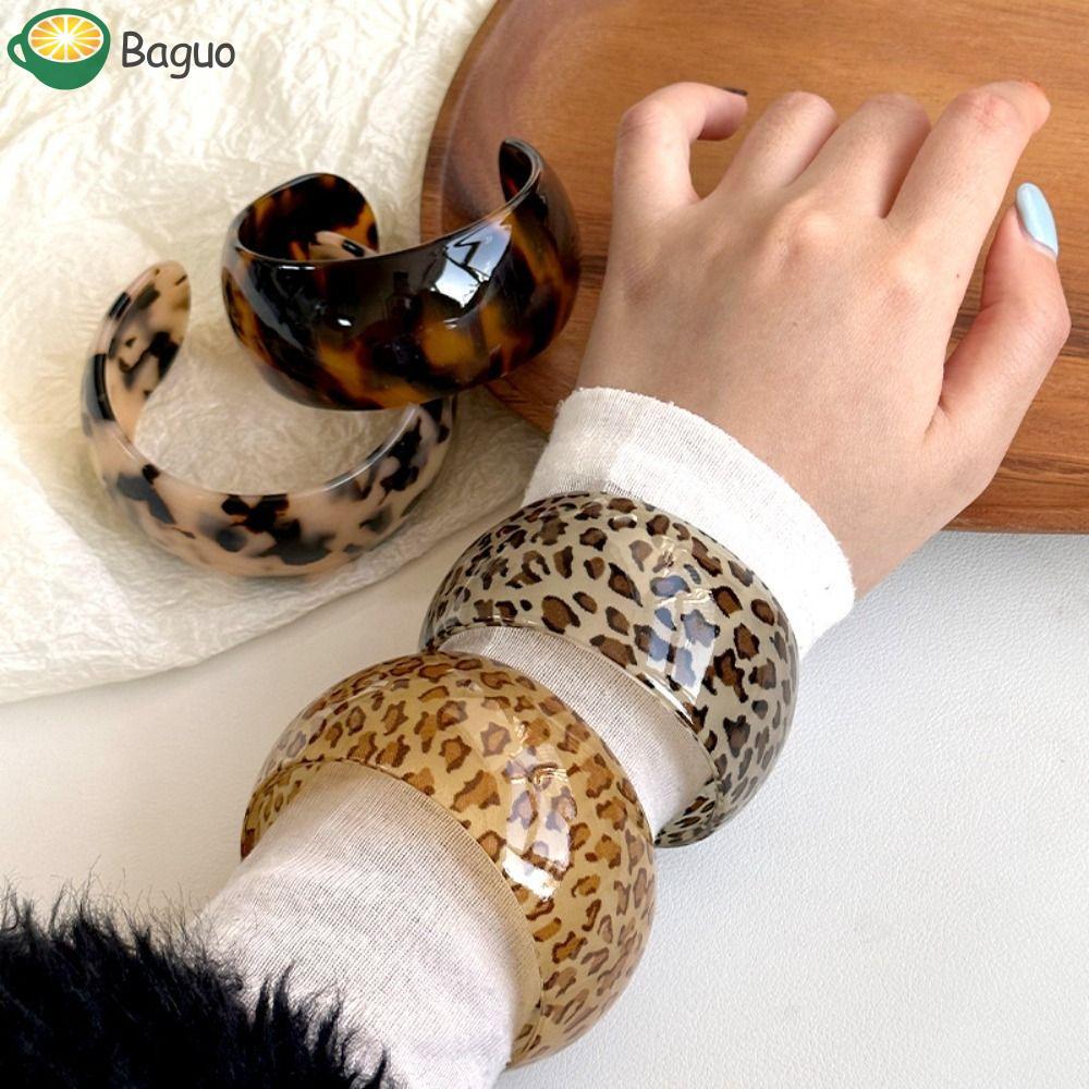 Baguio Bracelet Nhựa Cho Bé Gái, Thiết Kế Đơn Giản Thời Trang Châu Âu, Họa Tiết Da Báo In