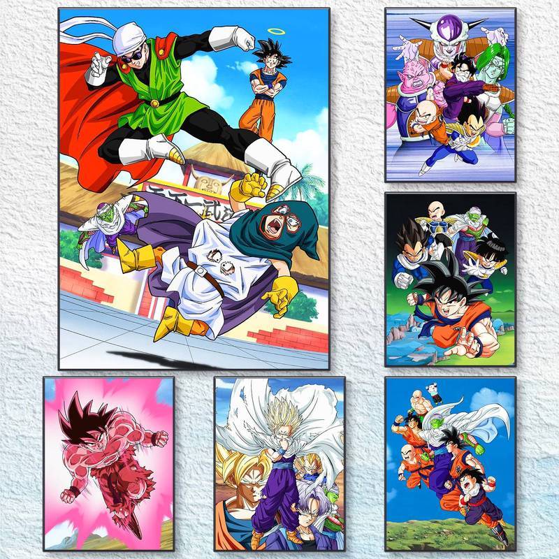 Dragon Ball Z Anime Poster Không Khung Chống Thấm Nước HD Canvas Nghệ Thuật Manga Phong Cách Phòng N