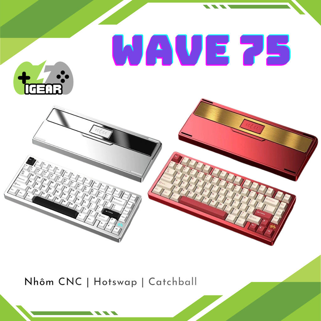 PMO WAVE75 - Bàn phím cơ WAVE75 Kết Nối 3 Mode,Ball catch, Full Nhôm, Led RGB