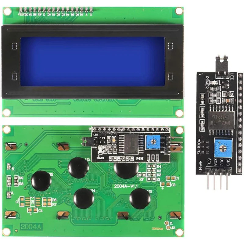 LCD2004 + I2C LCD2004 20x4 2004A Màn hình LCD xanh xanh IIC Mô-đun chuyển đổi giao diện nối tiếp cho