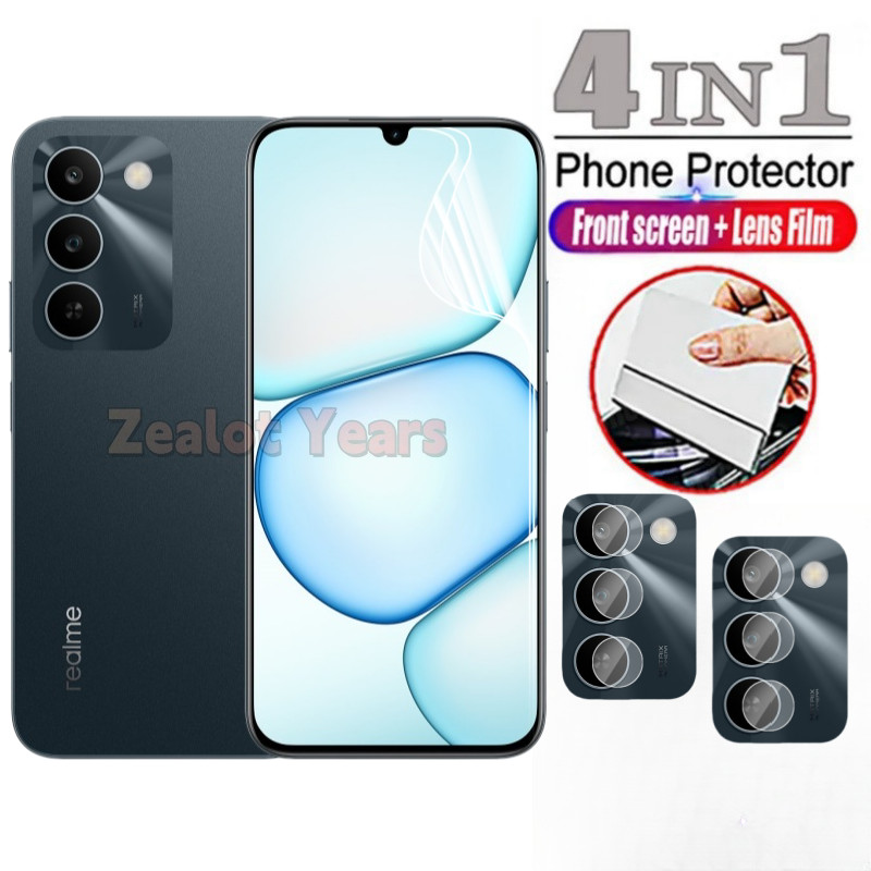 Hydrogel Film 4in1 cho Realme C100 5G Bảo Vệ Màn Hình Sợi Mềm Kính Phía Sau Camera Bảo Vệ Ống Kính P