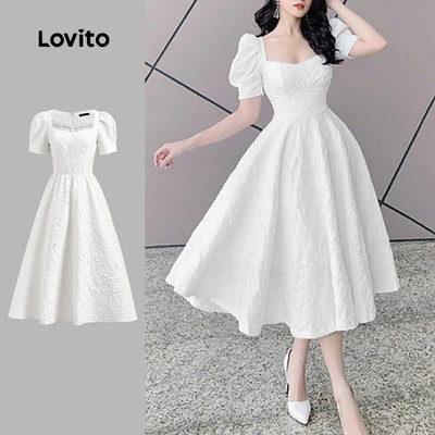 Đầm nữ Lovito jacquard màu trơn thanh lịch L124AD1054