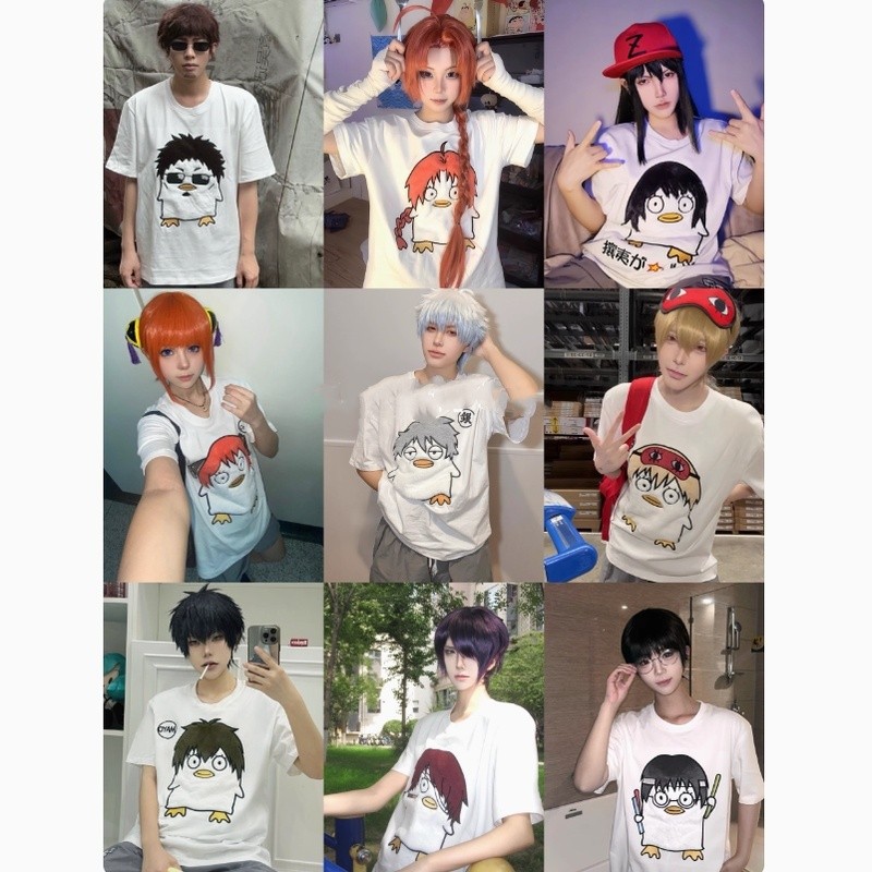 Phong Cách In Hình / 100% Cotton Gintama Sakata Gintama Okita Sogo Elizabeth Quần Áo Đau Tay Ngắn co