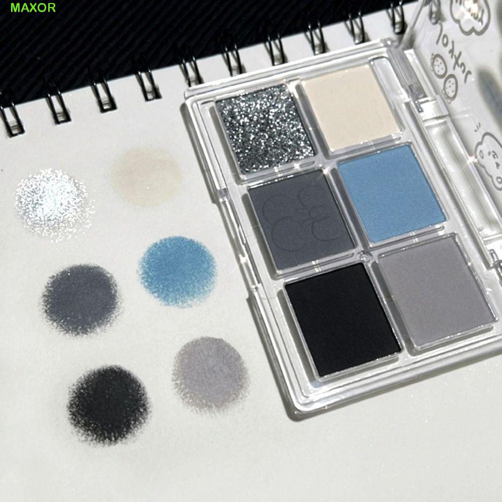Bảng Phấn Mắt MAXOR 6 Màu, Chống Thấm Nước Đen Xanh Khói Phấn Mắt, Di Động Lâu Dài Highlighter Lấp L