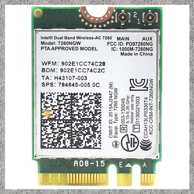 Thẻ mạng không dây 11 chiếc 7260AC 7260NGW 1200M Thẻ mạng Gigabit băng tần kép PCB xanh