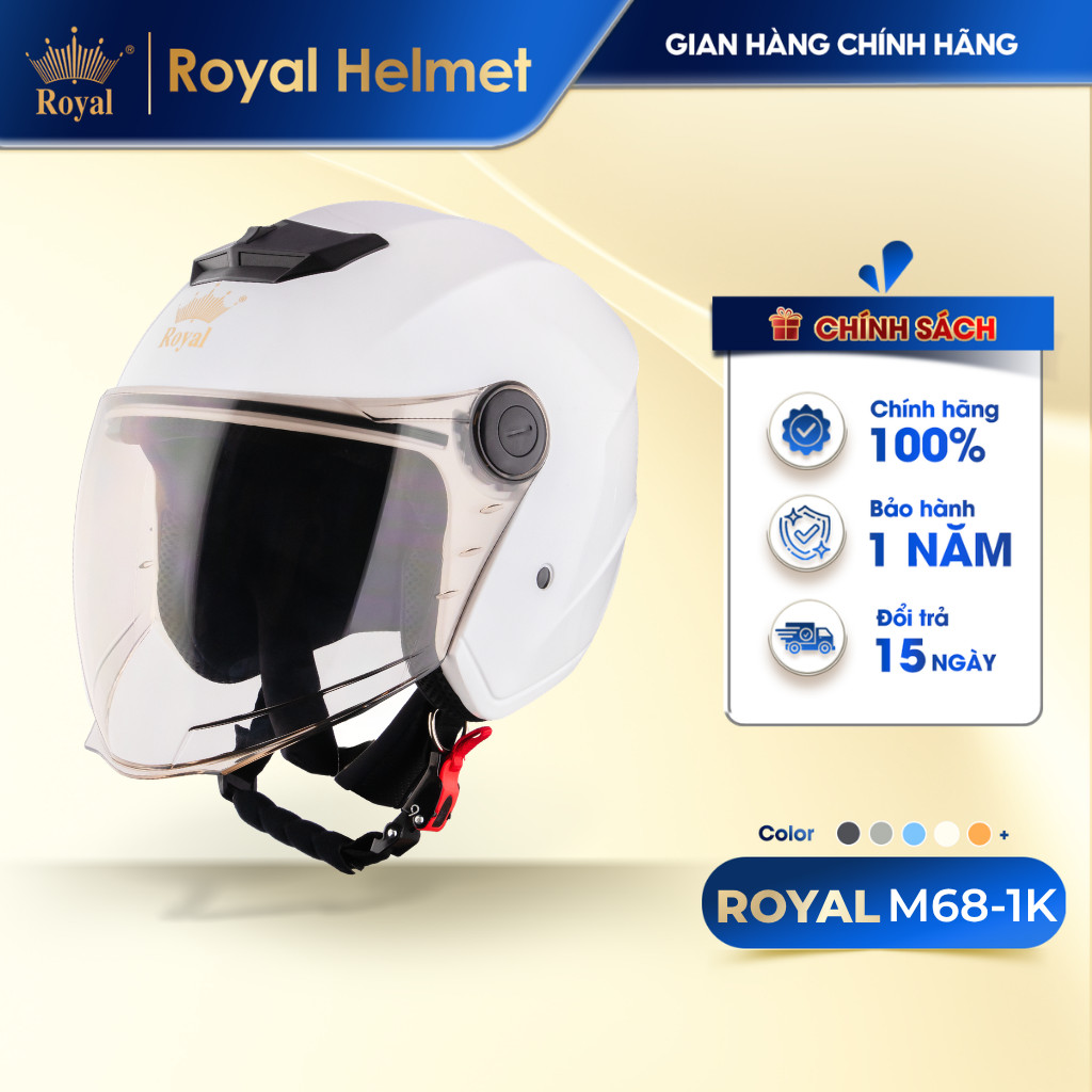 [Royal Helmet Store] Mũ Bảo Hiểm 3/4 Royal M68 (1 Kính) Chính Hãng, Royal Helmet Kính Âm Đi Phượt