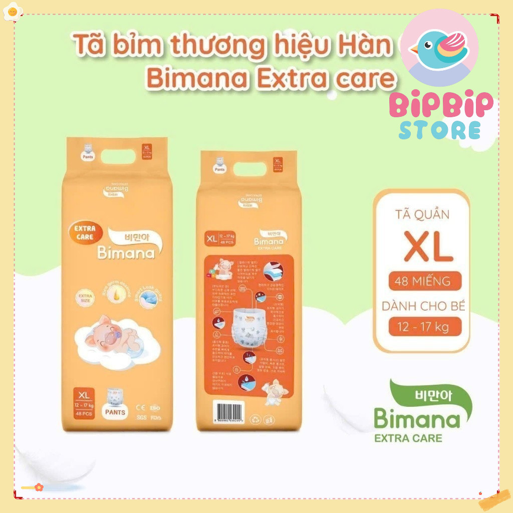 Tã/Bỉm Dán/Quần BIMANA EXTRA CARE Thấm Hút Tốt, Đủ Size Thấm hút tốt