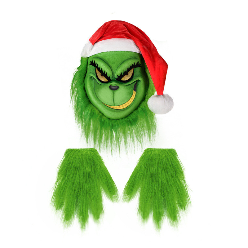 Cổ Mới Giáng Sinh Grinch Mặt nạ Và Găng Tay Bộ Halloween COSPLAY Đạo Cụ Dự Tiệc The Grinch Sang Trọn