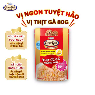 [Made in Japan] Hộp 10 gói pate cho chó Gran-Deli 80g - Thịt gà tươi ngon, giàu dinh dưỡng