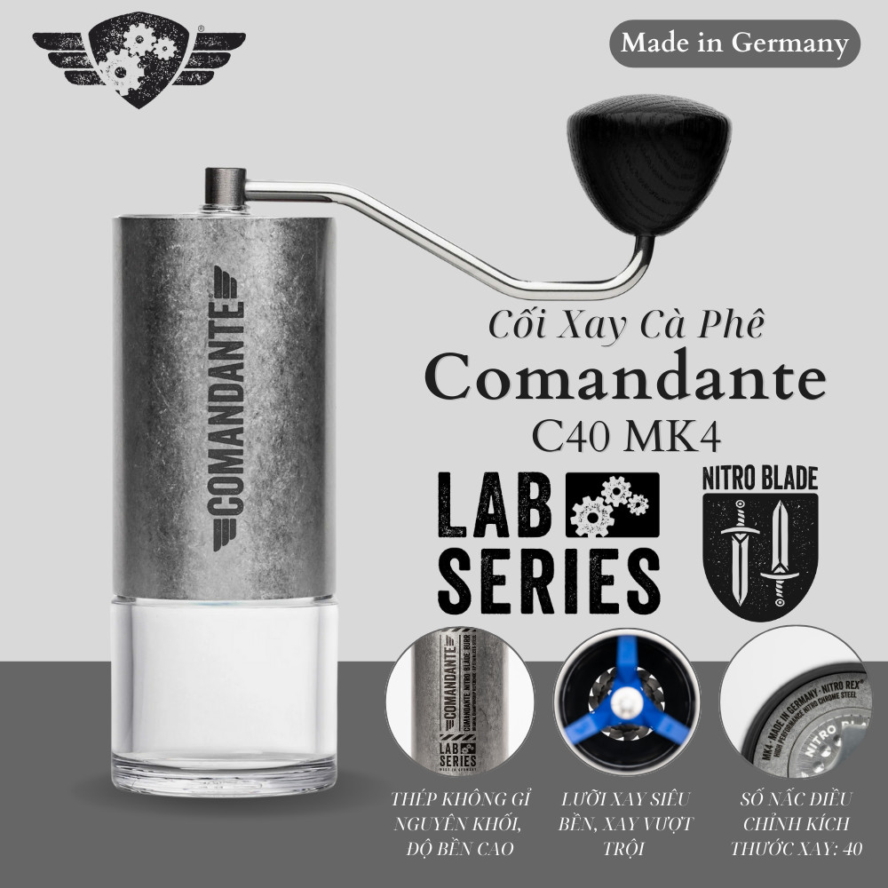 Cối Xay Cà Phê Comandante C40 Nitro Rex Lab Series Nitro Blade - Made in Germany