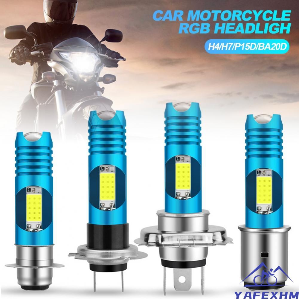 Đèn LED xe máy H4 H6 BA20D COB Chip H7 H6 BA20D H4 P15D RGB Xe tay ga