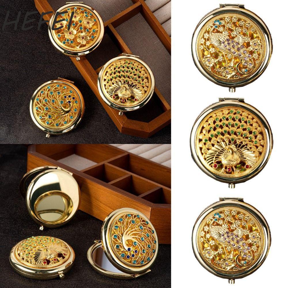 Gương tinh tế HEFEI, Gương di động Gliter bằng kim loại, Gương làm đẹp Trang trí thanh lịch Gương bỏ