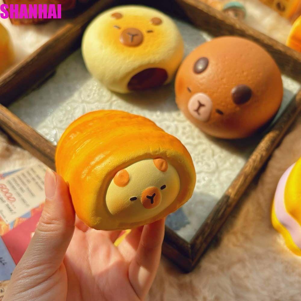 SHANAI Squishy Capybara Đồ chơi, Đồ chơi Fidgets thư giãn tay Đồ chơi bóp bánh mì, Kawaii Sticky Sim