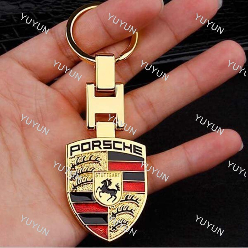 Móc khóa đồng LF Porsche Porsche 911 918 Giá đỡ chìa khóa mạ vàng Vòng chìa khóa