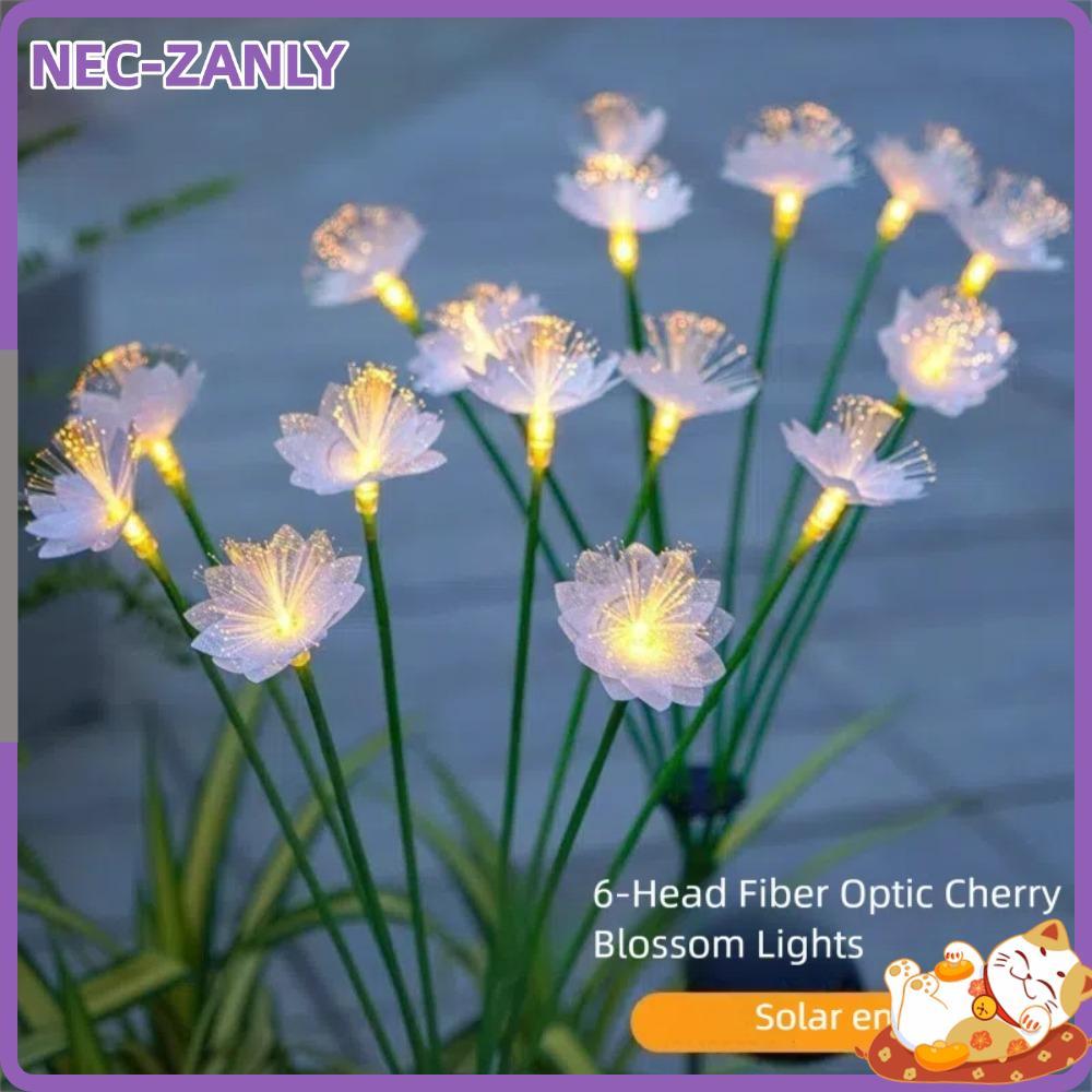 NEC-ZANLY Đèn Sân Vườn, 6 Đầu Mô Phỏng Hoa Sợi Quang, Trang Trí Sợi Quang Chống Thấm Nước Bãi Cỏ Đèn