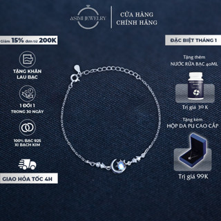  Lắc tay bạc S925 mặt trăng đá moonstone Asimi Lắc tay bạc S925 nữ cao cấp nữ tính MoonLine LT18 