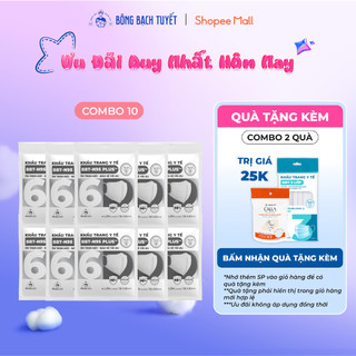  Combo 10 Gói Khẩu trang Bông Bạch Tuyết N95 Plus 4 lớp bảo vệ tối ưu  10 cái gói  