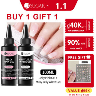  Ur SUGAR 100ml Thạch Trắng Hồng Móng Tay Gel Ba Lan Đế Top Coat Đổ Lại Matte Top Coat Primer Tăng Cường Gel Chức Năng Varnish 