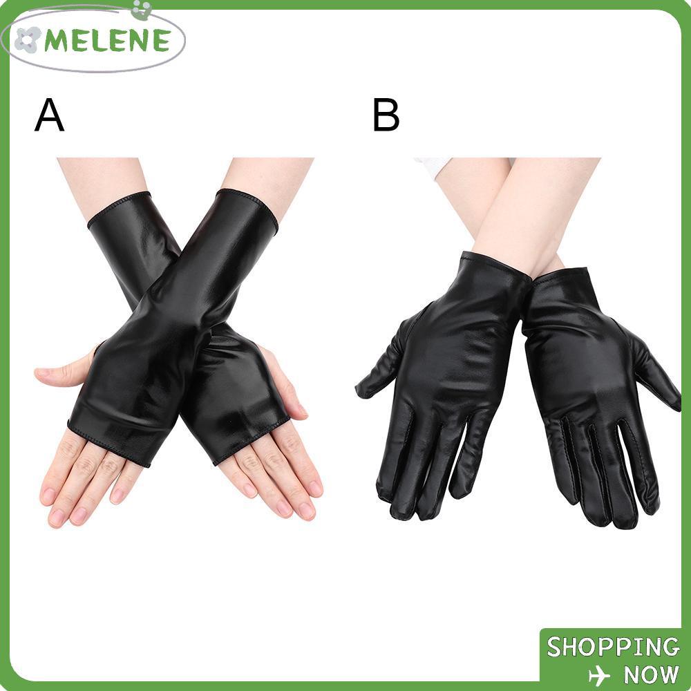 Găng tay đen NOPVXBU Gothic PU Mittes Gothic Punk Halloween