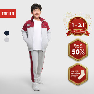  Bộ quần áo nỉ bé trai CANIFA dài tay cổ cao cào lông quần nỉ dài ống rộng 2ST25C001 