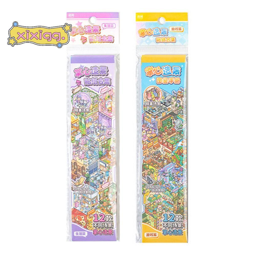 XIXIGG Die-Cut Scene Sticker, Visual Stacking Decompression Miniature Scenery Collection Volume, Fun