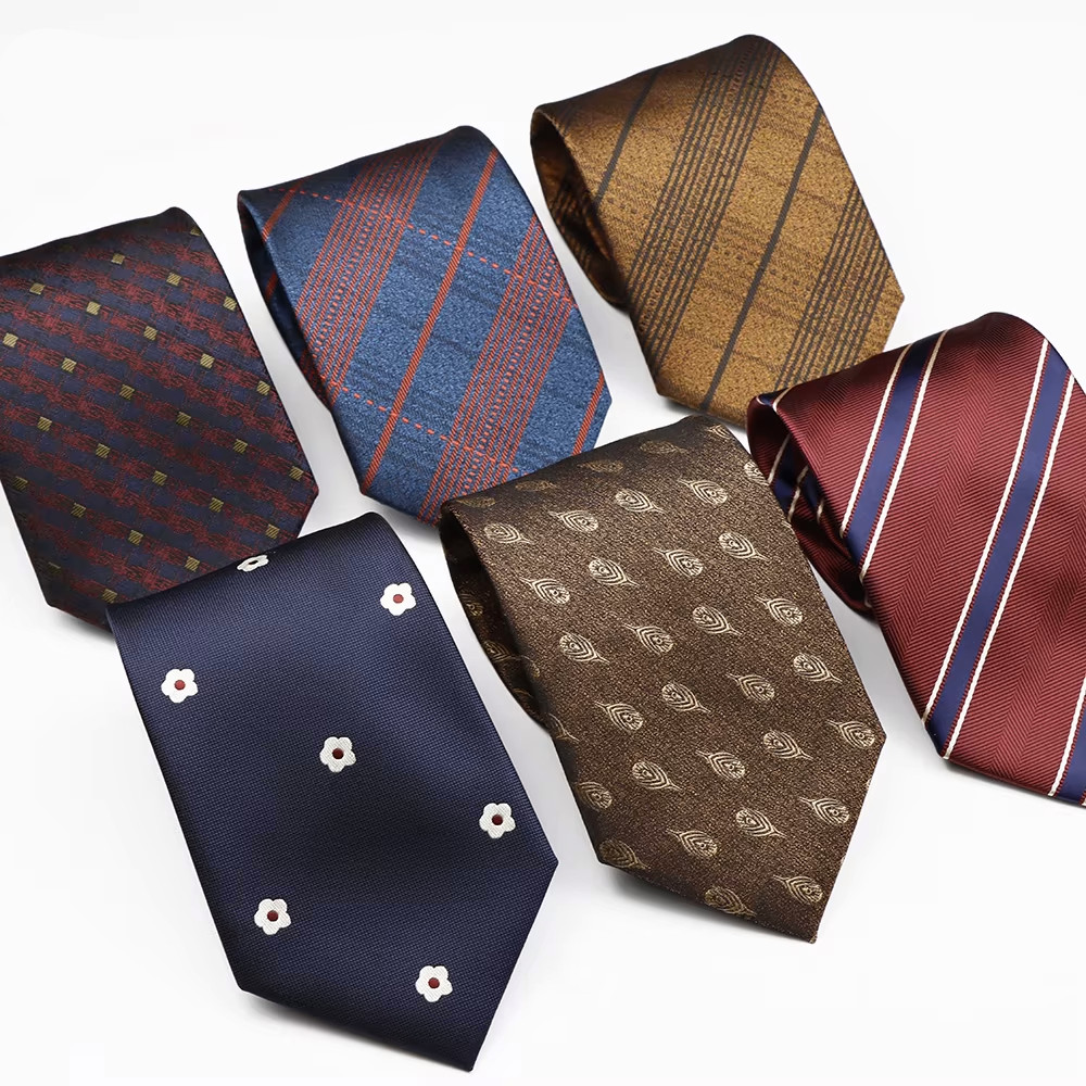 Cà vạt nam cổ điển sọc hoa họa tiết, dây buộc 8cm, màu đỏ xanh dương, phù hợp văn phòng và đám cưới