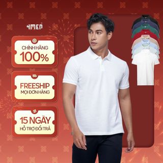  Áo thun polo nam trơn 4MEN PO153 có cổ bẻ basic form slimfit ôm đẹp trẻ trung vải cá sấu chống nhăn mềm mịn mát giá rẻ 