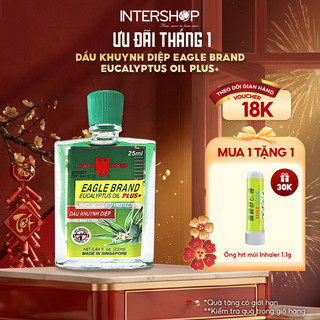  Tinh Dầu khuynh diệp Con Ó 2 Nắp Eagle Brand Eucalyptus Oil Plus+ 25ml chống muỗi 8h giữ ấm EB0002 