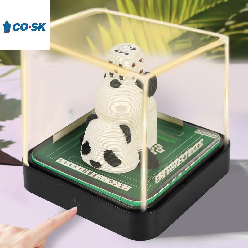 COUTR 2026 Lịch Để Bàn Có Đèn LED Mahjong King 3D Lịch Xé Khắc Giấy Nghệ Thuật Memo Pad Notepad Quà 