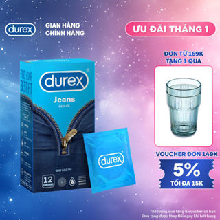  Bao cao su Durex Jeans cơ bản bôi trơn size 52.5mm hộp 12 bao 