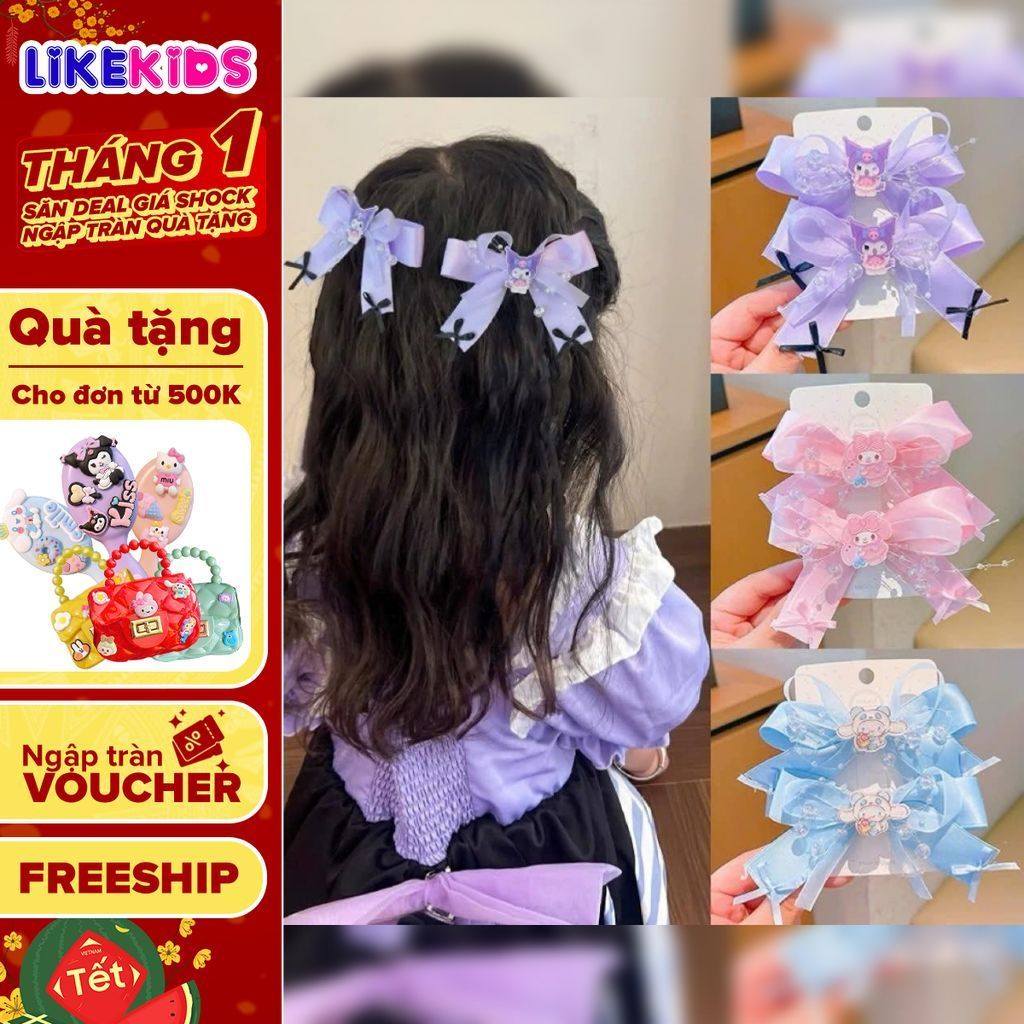 KẸP cho bé gái hoạ tiết NƠ LẤP LÁNH - LikeKids