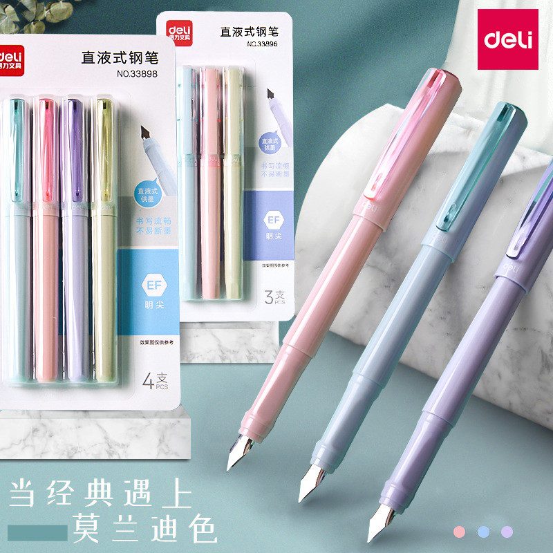 Deli 33898 Bút Máy Học Sinh Có Thể Thay Thế 3.4 Mực Sắc Học Sinh Tiểu Học Lớp 3-5 Trẻ Em Thư Pháp Ch